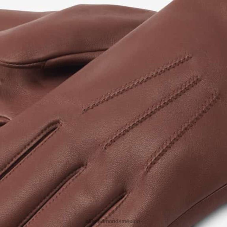 guantes técnicos de piel con forro de cachemir BB60H592 silla de montar marrón unisexoAllen Edmonds