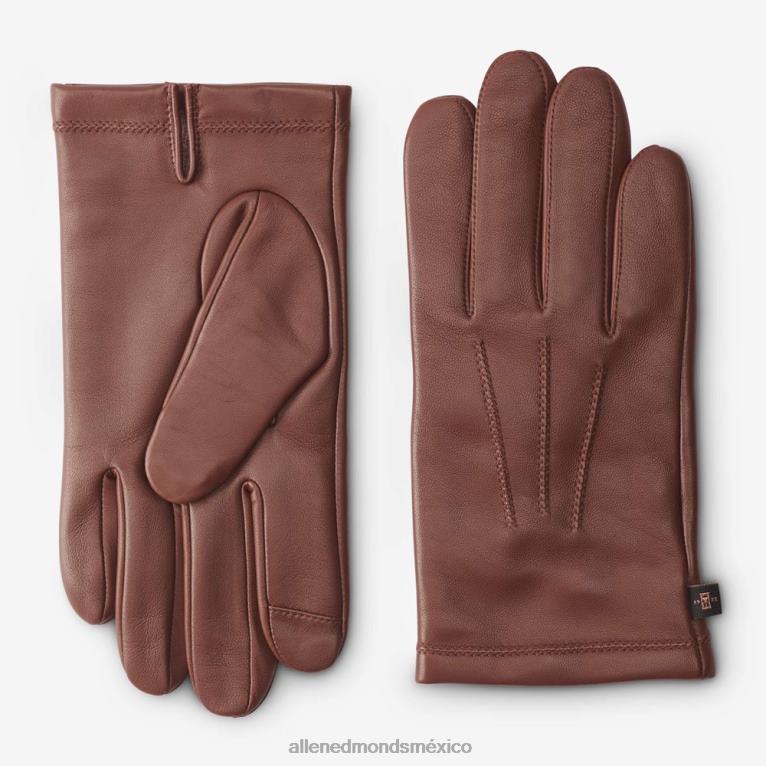 guantes técnicos de piel con forro de cachemir BB60H592 silla de montar marrón unisexoAllen Edmonds