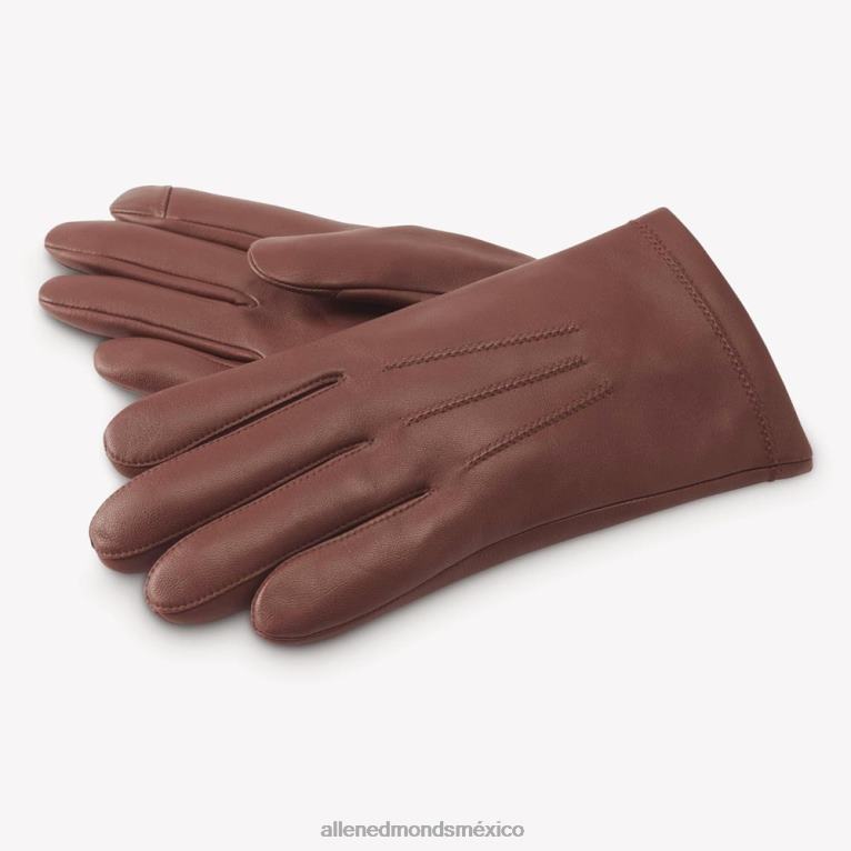 guantes técnicos de piel con forro de cachemir BB60H592 silla de montar marrón unisexoAllen Edmonds