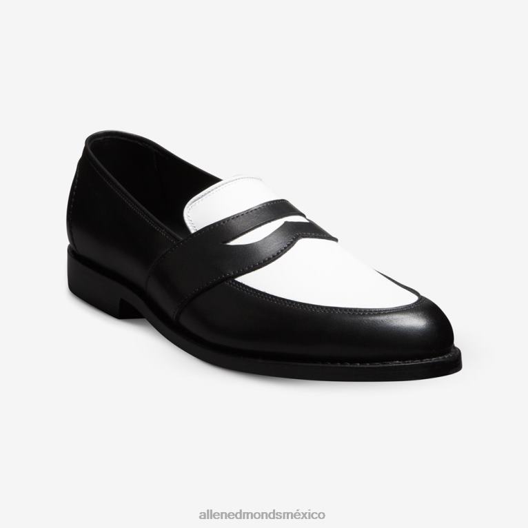 mocasín penny espectador randolph BB60H170 cuero negro/blanco hombresAllen Edmonds