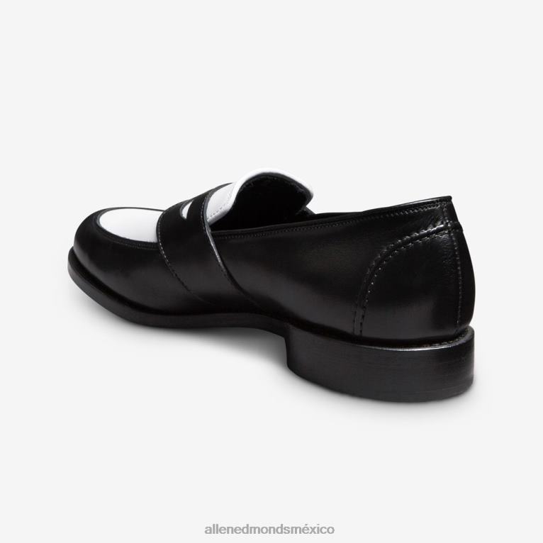 mocasín penny espectador randolph BB60H170 cuero negro/blanco hombresAllen Edmonds