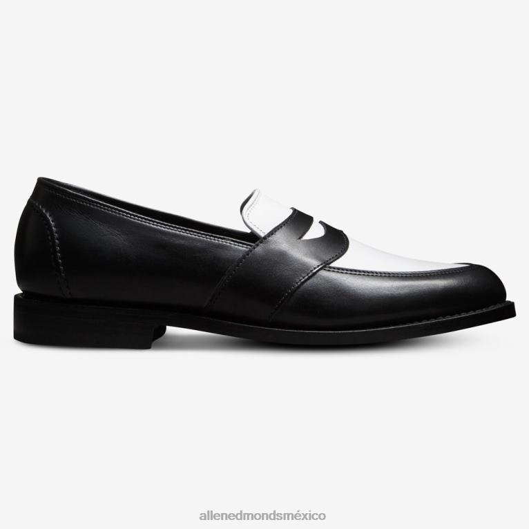 mocasín penny espectador randolph BB60H170 cuero negro/blanco hombresAllen Edmonds