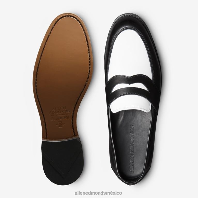 mocasín penny espectador randolph BB60H170 cuero negro/blanco hombresAllen Edmonds