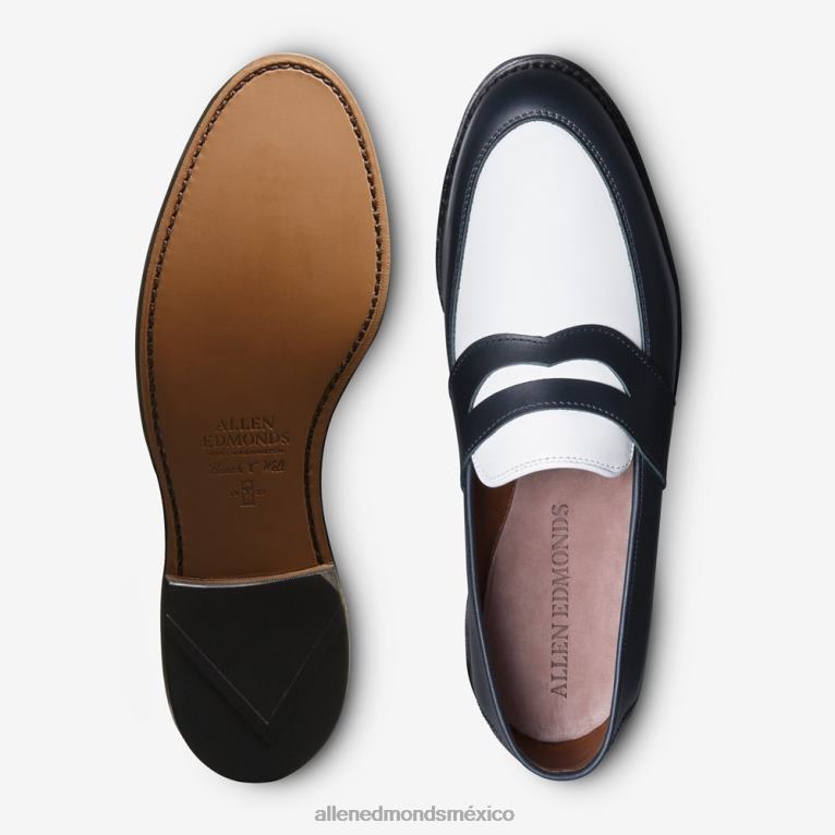 mocasín penny espectador randolph BB60H171 cuero azul marino/blanco hombresAllen Edmonds