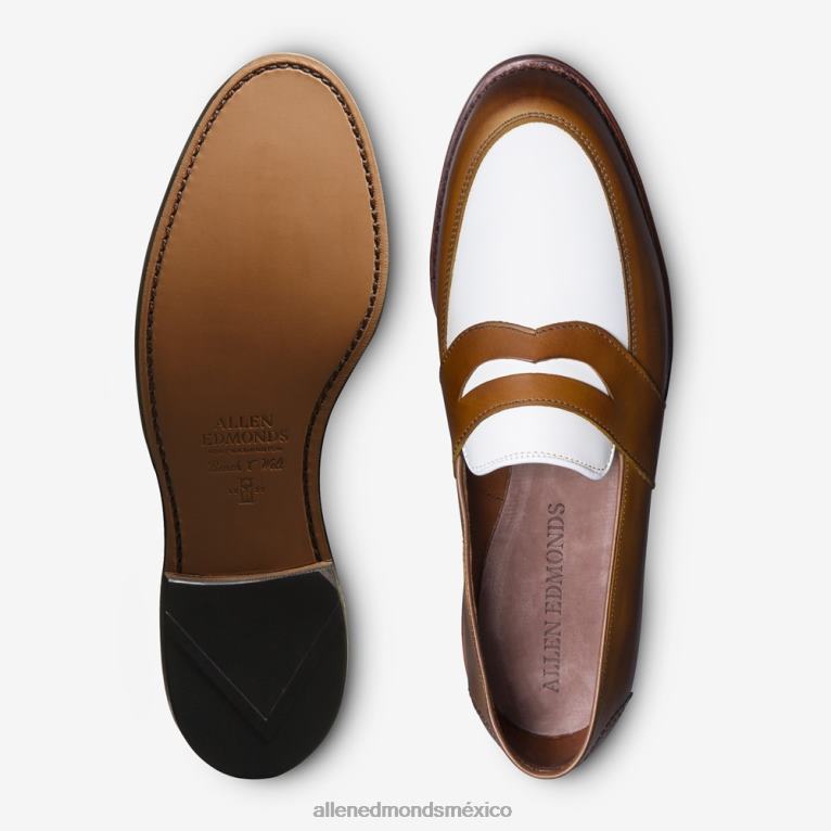 mocasín penny espectador randolph BB60H6 nuez/cuero blanco hombresAllen Edmonds