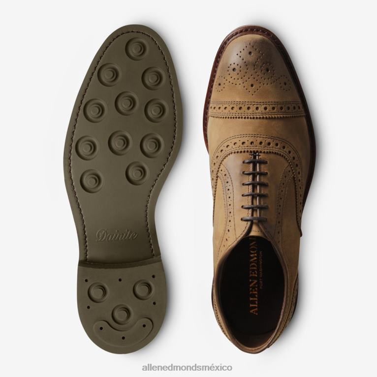 strandmok cap-toe oxford con suela de goma dainite BB60H244 nubuck bronceado hombresAllen Edmonds