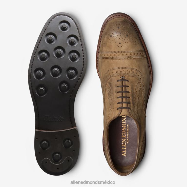 strandmok cap-toe oxford con suela de goma dainite BB60H244 nubuck bronceado hombresAllen Edmonds