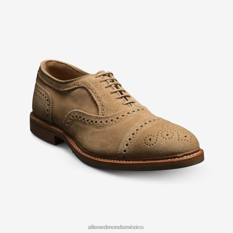 strandmok cap-toe oxford con suela de goma dainite BB60H245 ante camello hombresAllen Edmonds