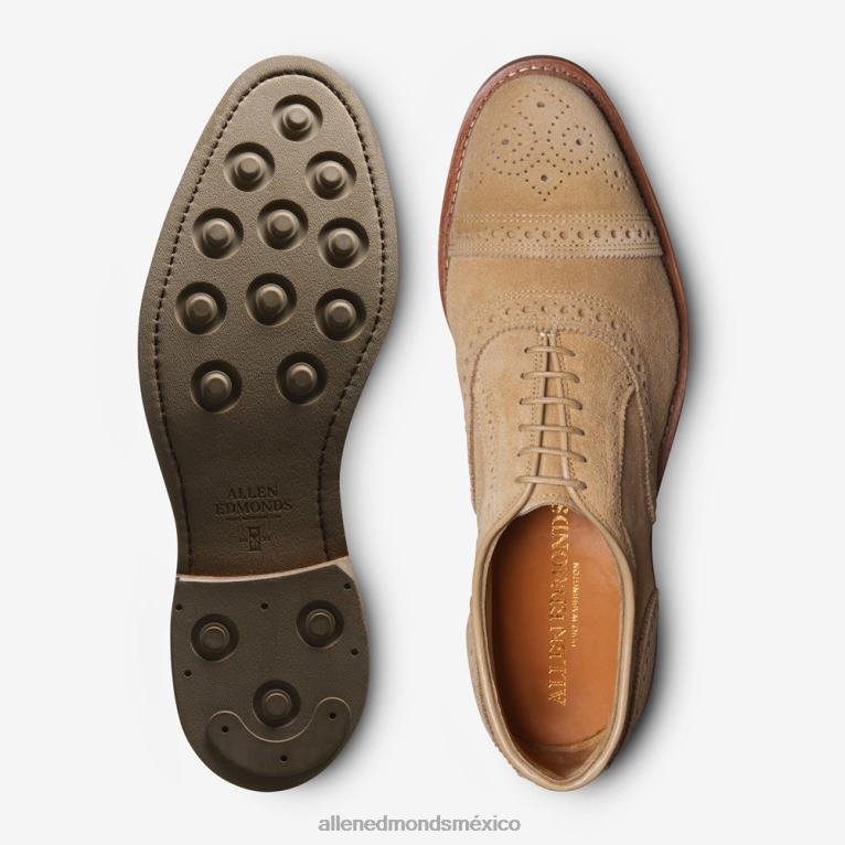 strandmok cap-toe oxford con suela de goma dainite BB60H245 ante camello hombresAllen Edmonds