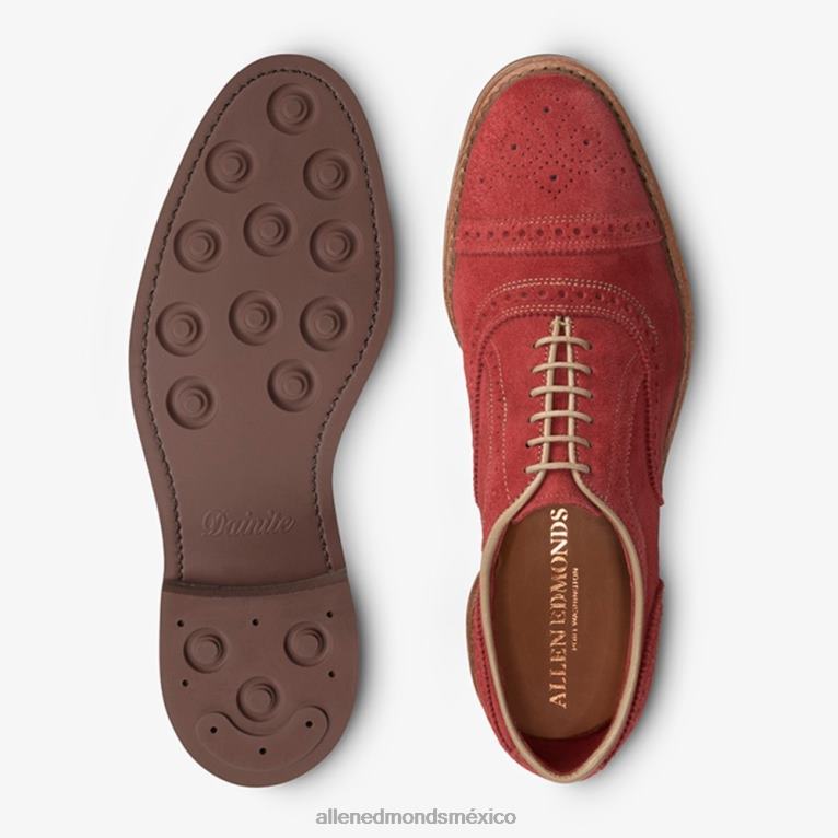 strandmok cap-toe oxford con suela de goma dainite BB60H246 ante rojo carmesí hombresAllen Edmonds