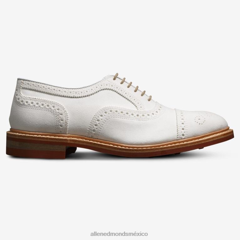 strandmok cap-toe oxford con suela de goma dainite BB60H9 ante blanco hombresAllen Edmonds