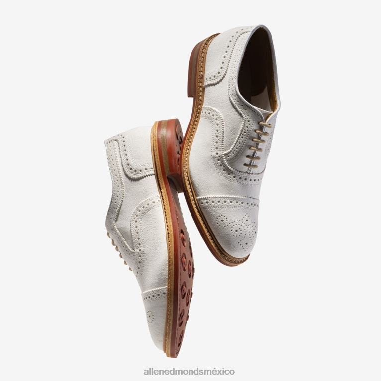 strandmok cap-toe oxford con suela de goma dainite BB60H9 ante blanco hombresAllen Edmonds