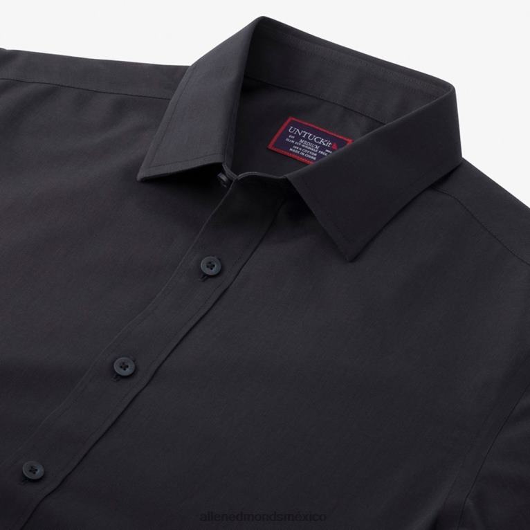 camisa de manga larga untuckit piedra BB60H187 negro unisexoAllen Edmonds