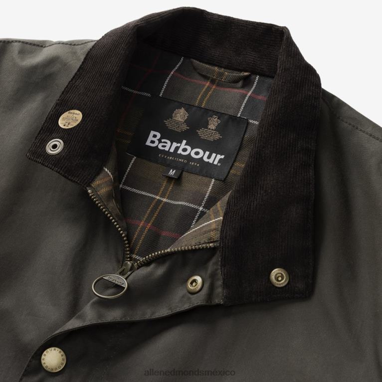 chaqueta encerada evelar de edición especial de barbour x allen edmonds BB60H271 aceituna unisexo