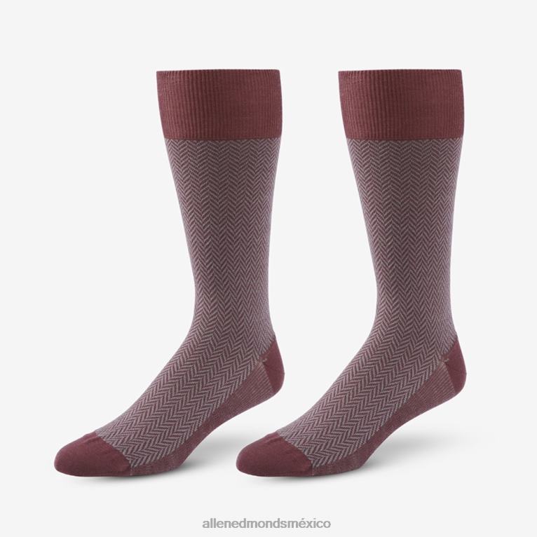 calcetines de vestir a media pantorrilla con motivo de espiga BB60H181 merlot en espiga unisexoAllen Edmonds