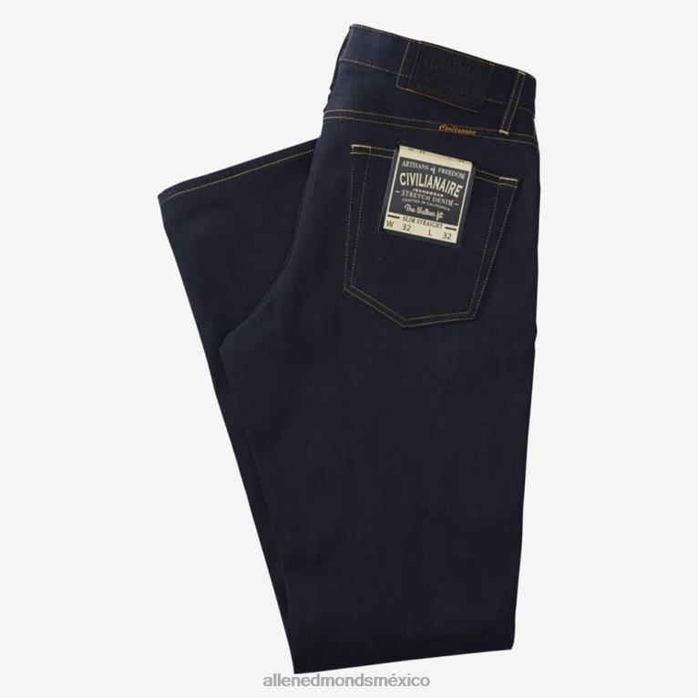 civilaire - vaqueros de pernera recta de corte slim walker crudo sobreteñido BB60H161 teñir azul crudo unisexoAllen Edmonds